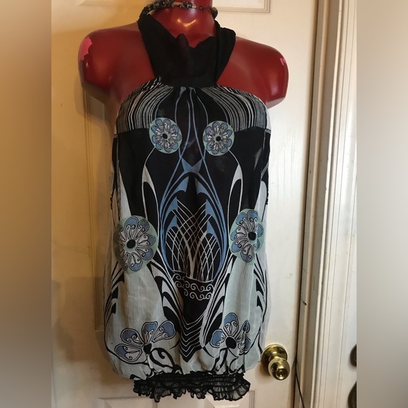 Anthropologie Boho Silk CHIFFON Halter S - Picture 1 of 13